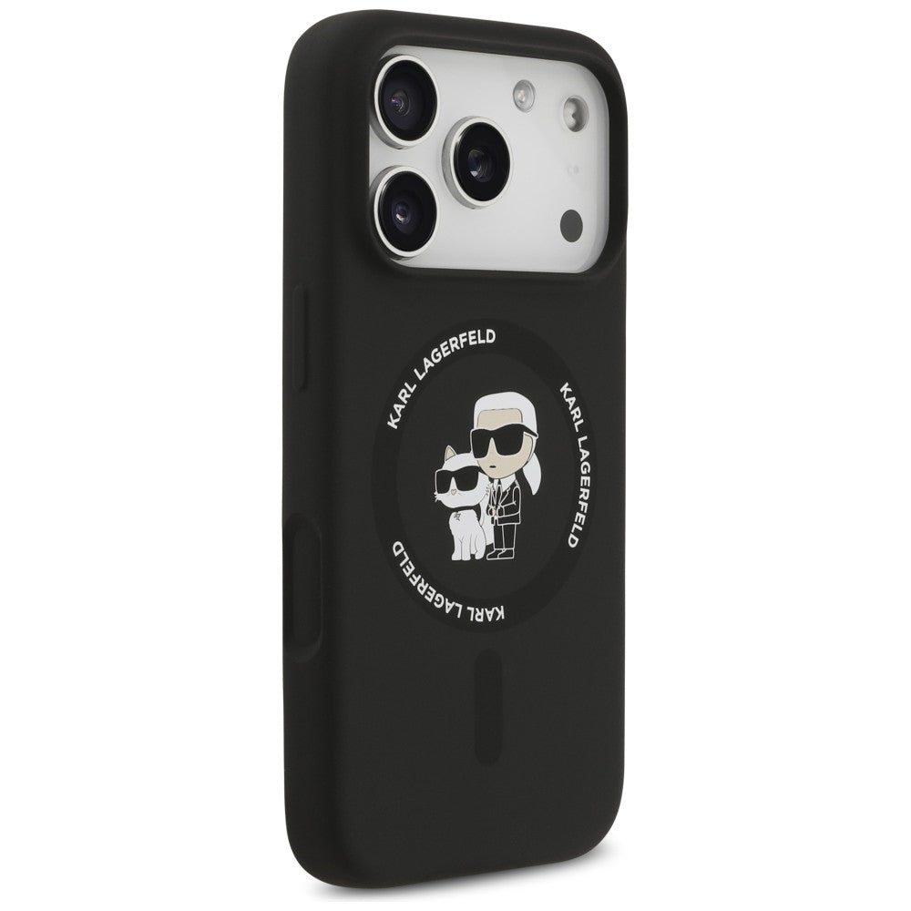 MagSafe Case for Apple iPhone 18 Pro / 17 Pro, Karl Lagerfeld, Silicone Ring Karl & Choupette, Black