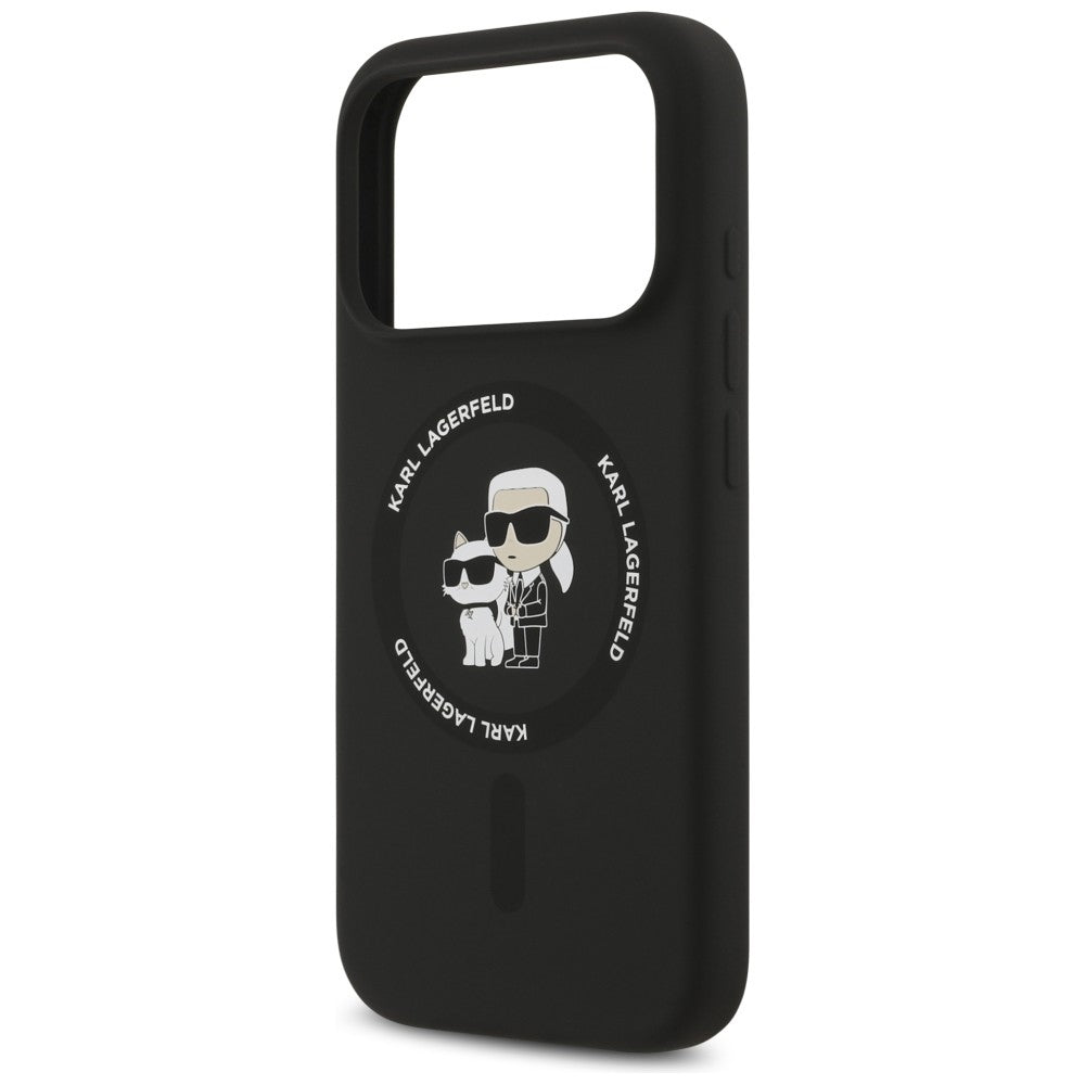 MagSafe Case for Apple iPhone 18 Pro / 17 Pro, Karl Lagerfeld, Silicone Ring Karl & Choupette, Black