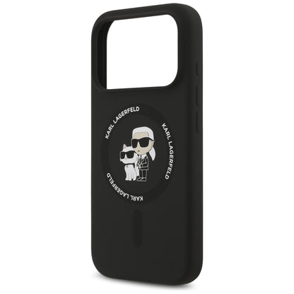 MagSafe Case for Apple iPhone 18 Pro / 17 Pro, Karl Lagerfeld, Silicone Ring Karl & Choupette, Black