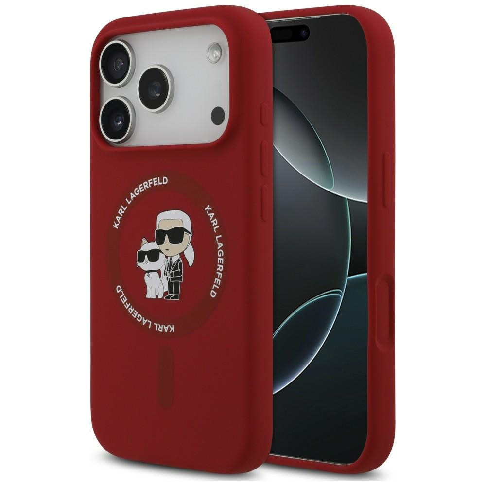 Θήκη MagSafe για Apple iPhone 18 Pro / 17 Pro, Karl Lagerfeld, Silicone Ring Karl & Choupette, Ροζ