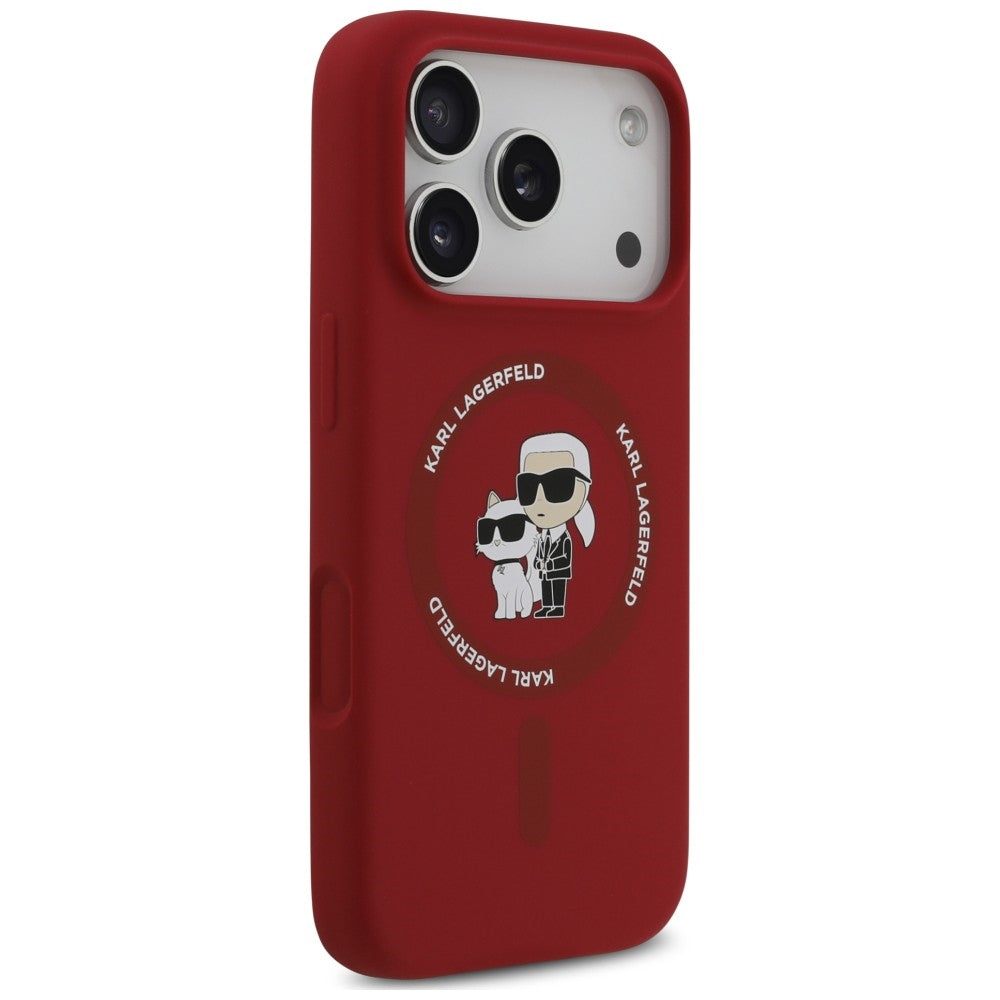 Θήκη MagSafe για Apple iPhone 18 Pro / 17 Pro, Karl Lagerfeld, Silicone Ring Karl & Choupette, Ροζ