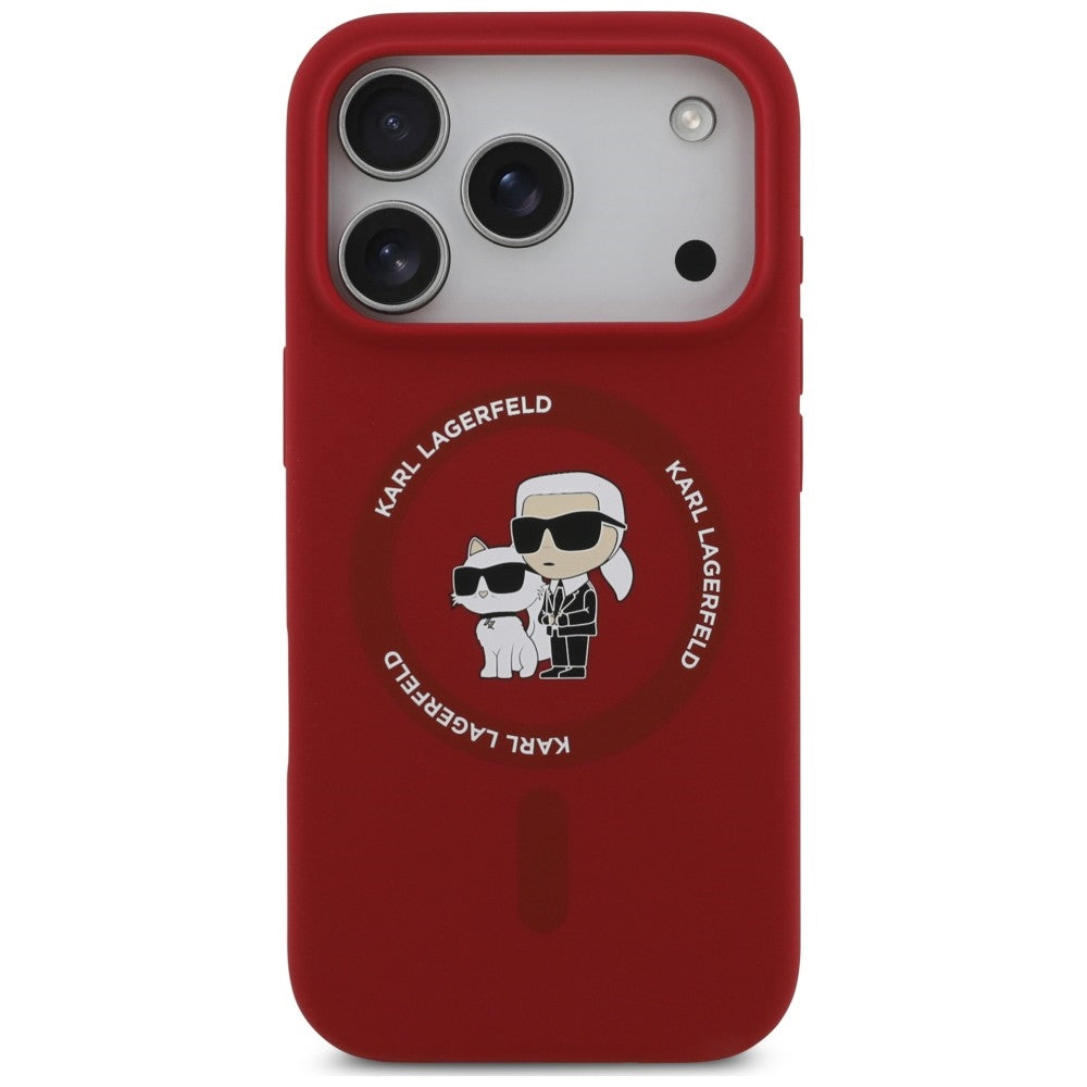 Θήκη MagSafe για Apple iPhone 18 Pro / 17 Pro, Karl Lagerfeld, Silicone Ring Karl & Choupette, Ροζ