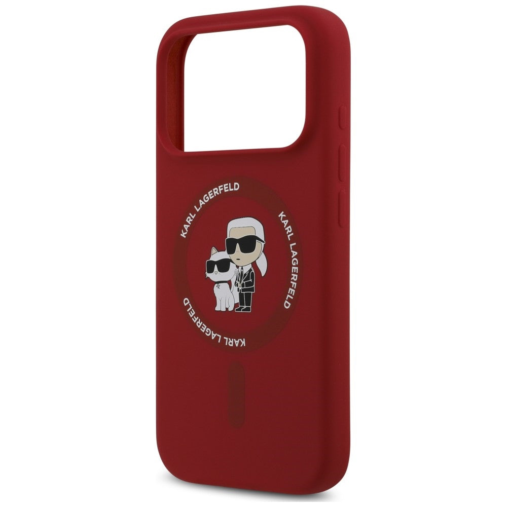Θήκη MagSafe για Apple iPhone 18 Pro / 17 Pro, Karl Lagerfeld, Silicone Ring Karl & Choupette, Ροζ