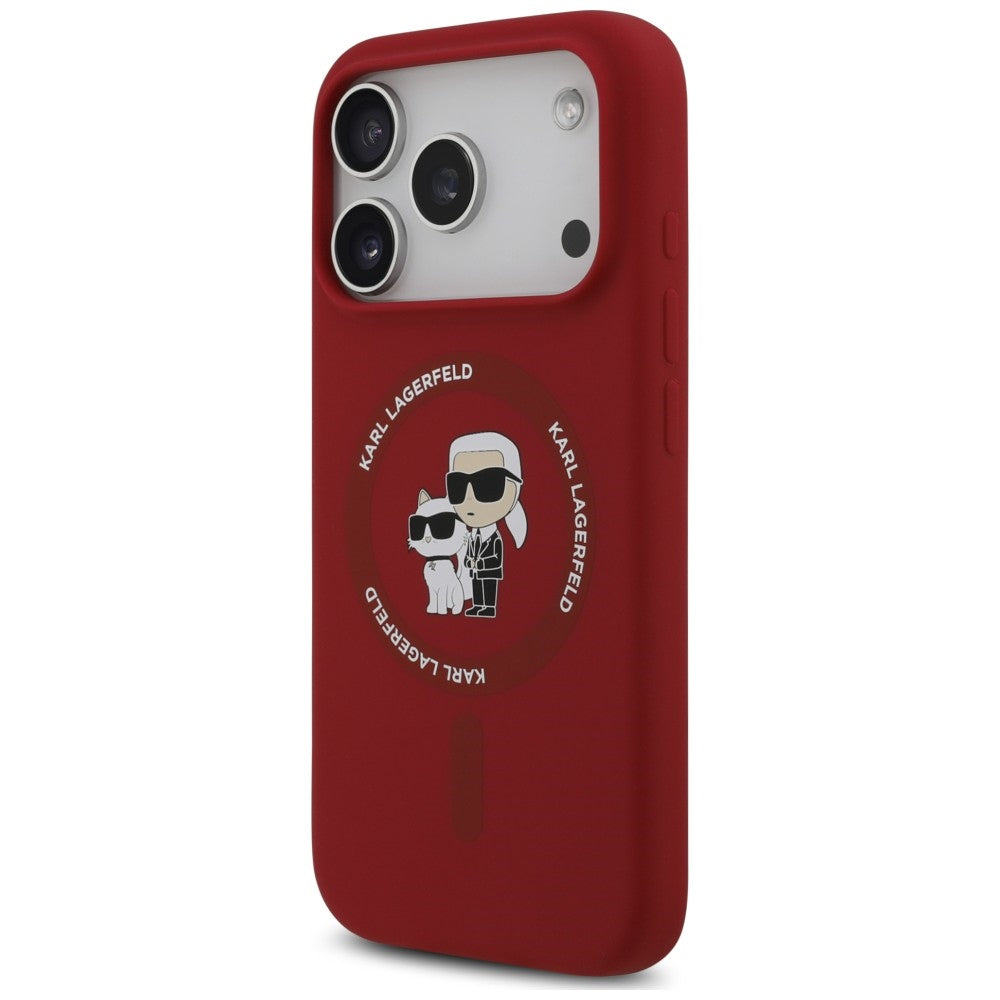 Θήκη MagSafe για Apple iPhone 18 Pro / 17 Pro, Karl Lagerfeld, Silicone Ring Karl & Choupette, Ροζ