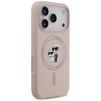 MagSafe Case for Apple iPhone 18 Pro / 17 Pro, Karl Lagerfeld, Silicone Ring Karl & Choupette, Pink