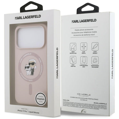 MagSafe Case for Apple iPhone 18 Pro / 17 Pro, Karl Lagerfeld, Silicone Ring Karl & Choupette, Pink