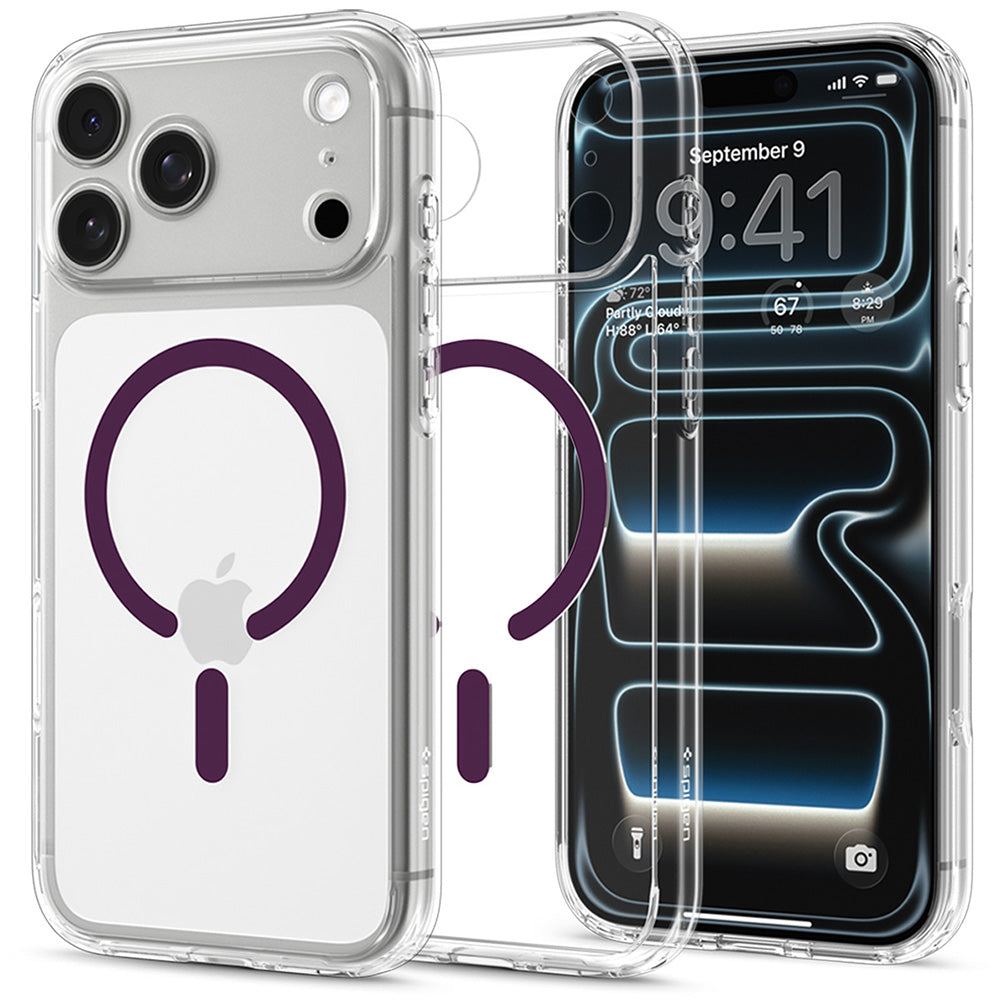 Θήκη MagSafe για Apple iPhone 18 Pro / 17 Pro, Spigen, Ultra Hybrid, Διαφανής Μπορντό ACS12335