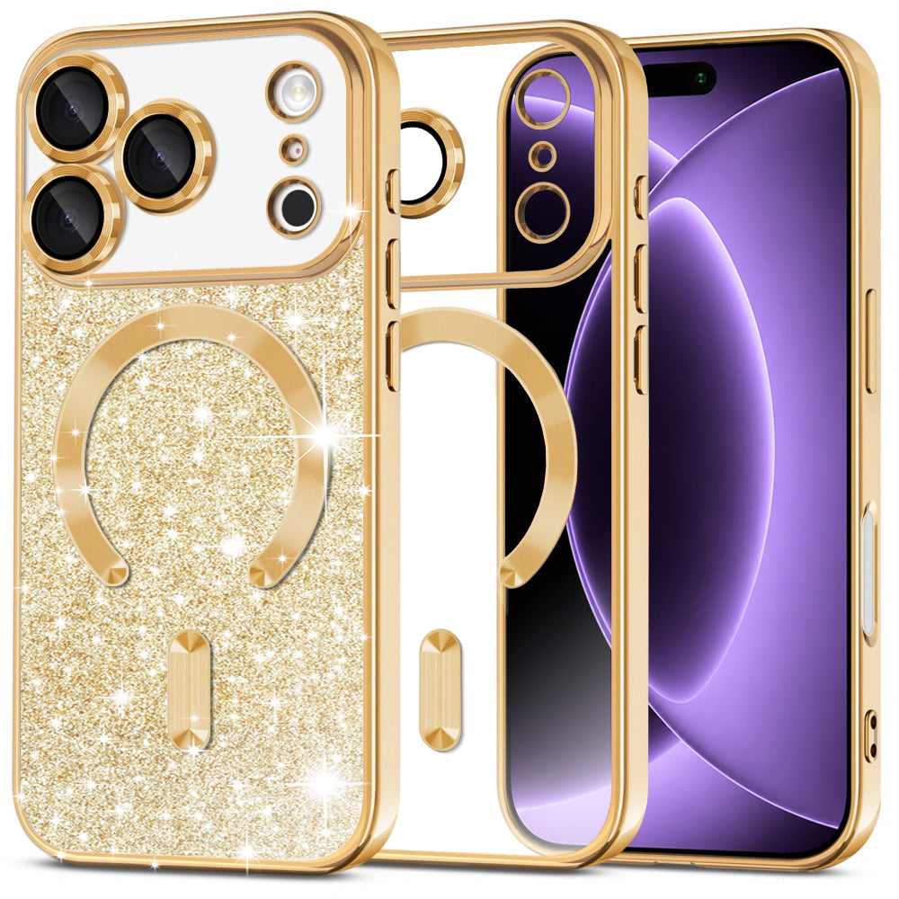 Θήκη MagSafe για Apple iPhone 18 Pro / 17 Pro, Techsuit, Luxury Glitter, Χρυσή