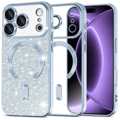 MagSafe Case for Apple iPhone 18 Pro / 17 Pro, Techsuit, Luxury Glitter, Blue