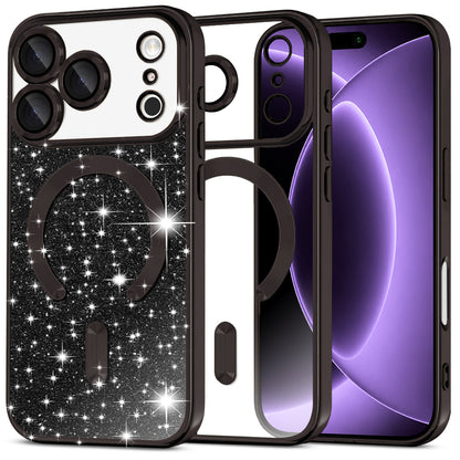 MagSafe Case for Apple iPhone 18 Pro / 17 Pro, Techsuit, Luxury Glitter, Black
