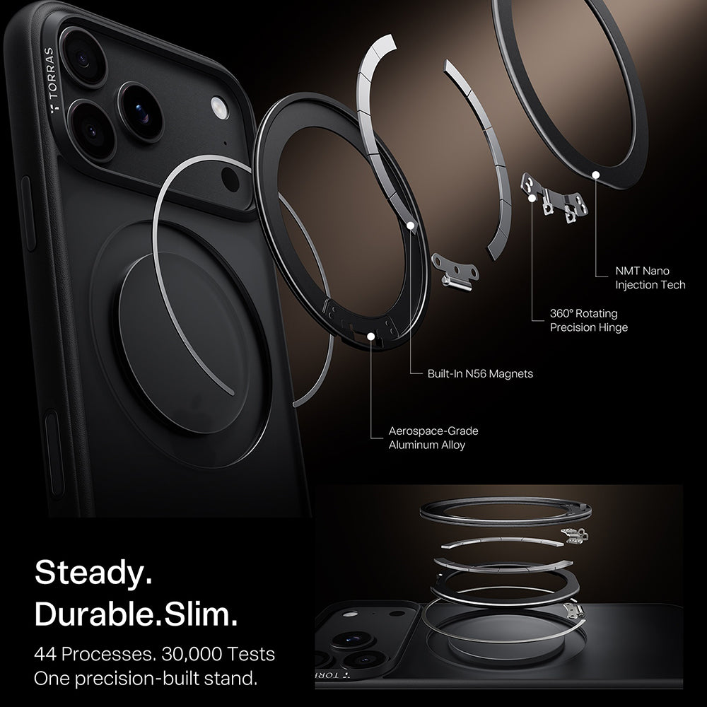 Θήκη MagSafe για Apple iPhone 18 Pro / 17 Pro, Torras, Ostand O1 Guardian, Μαύρη