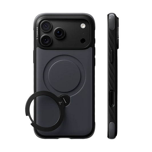 Θήκη MagSafe για Apple iPhone 18 Pro / 17 Pro, Torras, Ostand Q3 Rugged, Μαύρη