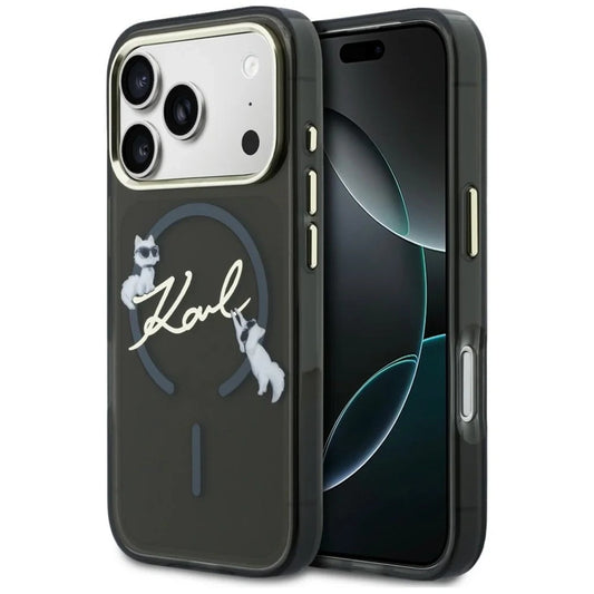 Θήκη MagSafe για Apple iPhone 18 Pro, Karl Lagerfeld, IML Choupette Karl Script Logo, Μαύρη
