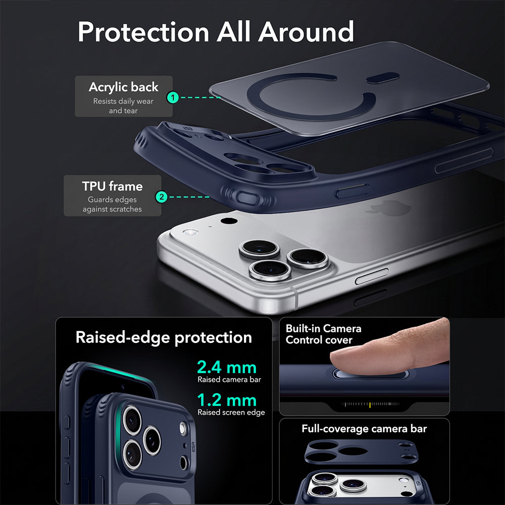 Θήκη MagSafe για Apple iPhone 18 Pro Max / 17 Pro Max, ESR, Classic Hybrid, Μπλε Σατινέ