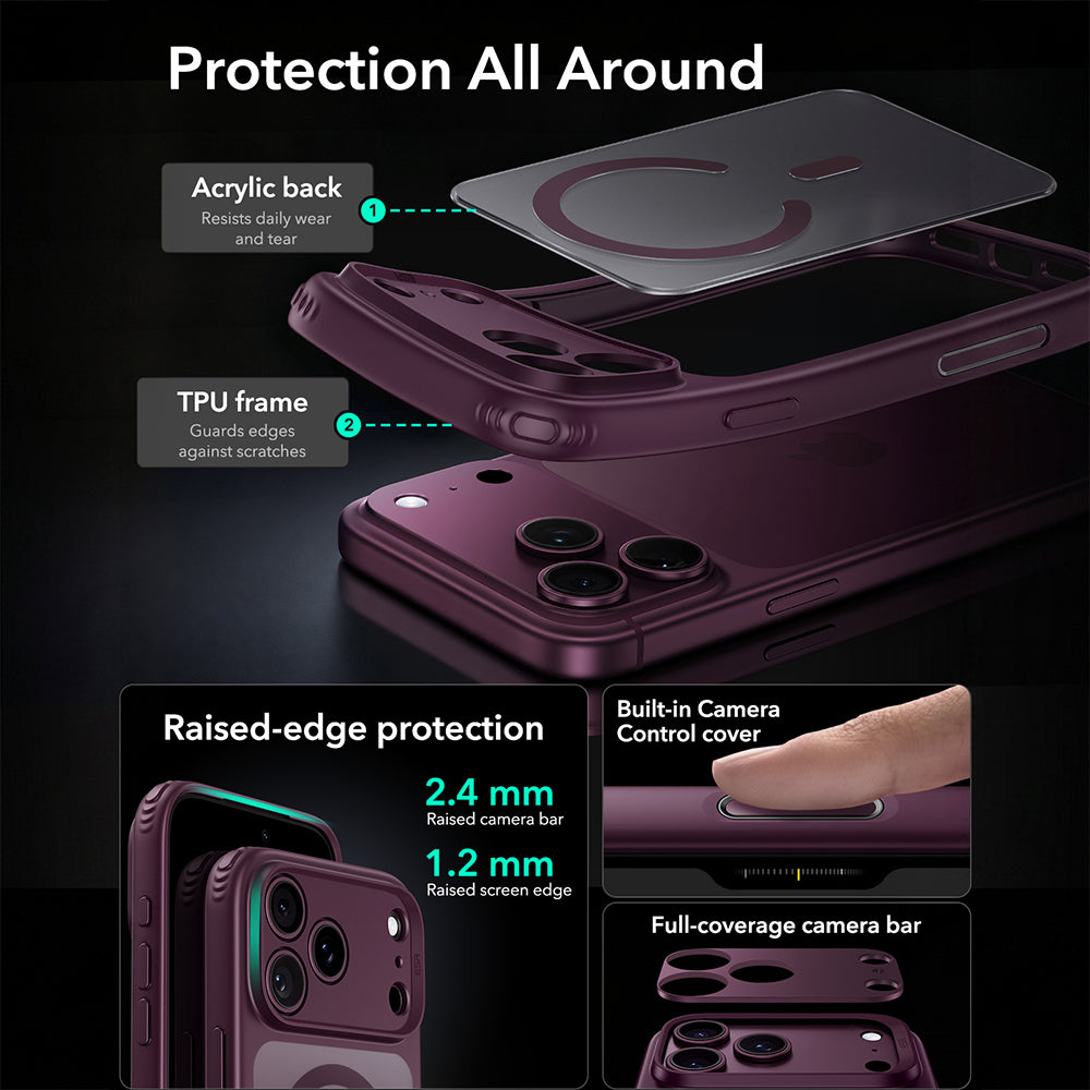 Θήκη MagSafe για Apple iPhone 18 Pro Max / 17 Pro Max, ESR, Classic Hybrid, Σκούρο Βυσσινί Ματ