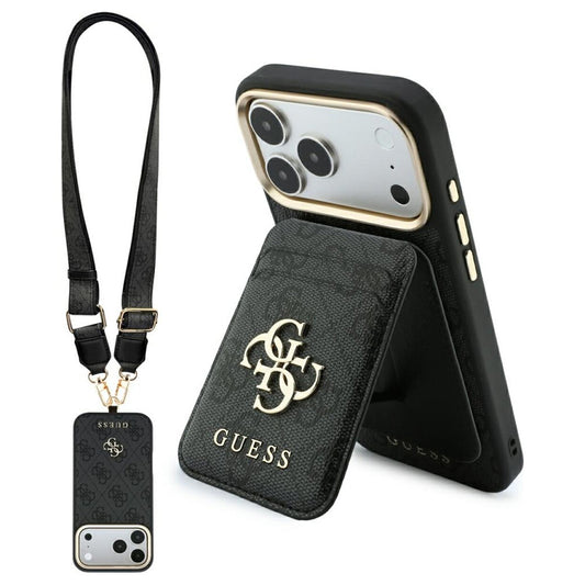 Θήκη MagSafe για Apple iPhone 18 Pro Max / 17 Pro Max, Guess, 4G Cardslot & Big Strap, Μαύρη