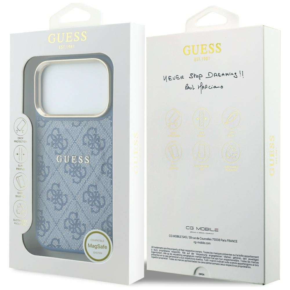 Θήκη MagSafe για Apple iPhone 18 Pro Max / 17 Pro Max, Guess, 4G Embossed Classic, Μπλε