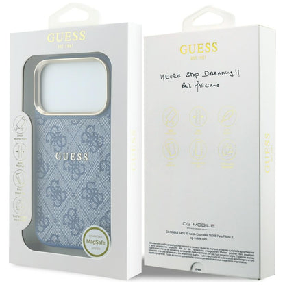 Θήκη MagSafe για Apple iPhone 18 Pro Max / 17 Pro Max, Guess, 4G Embossed Classic, Μπλε