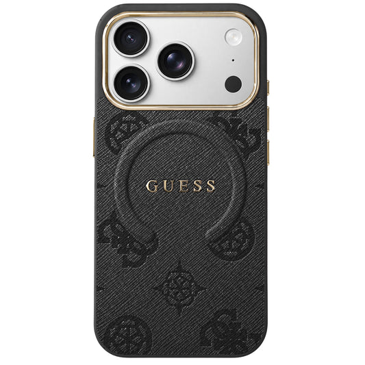 Θήκη MagSafe για Apple iPhone 18 Pro Max / 17 Pro Max, Guess, 4G Εμφανές Δαχτυλίδι Κλασικό Λογότυπο, Μαύρο