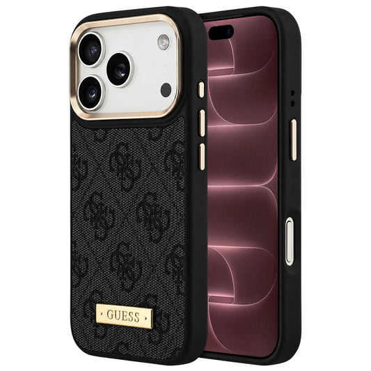 Θήκη MagSafe για Apple iPhone 18 Pro Max / 17 Pro Max, Guess, 4G Logo Plate, Μαύρη