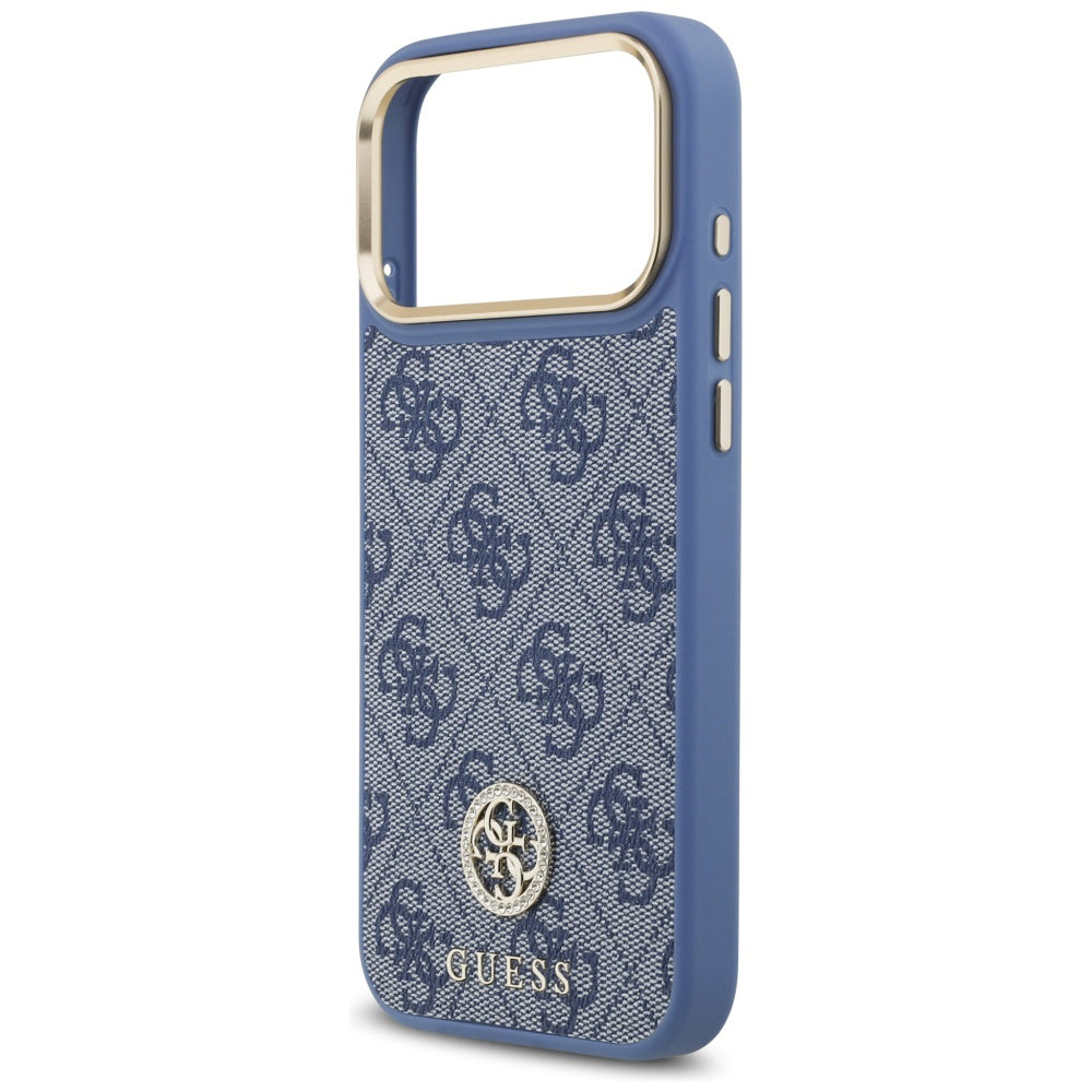 MagSafe Case for Apple iPhone 18 Pro Max / 17 Pro Max, Guess, 4G Strass Logo, Blue