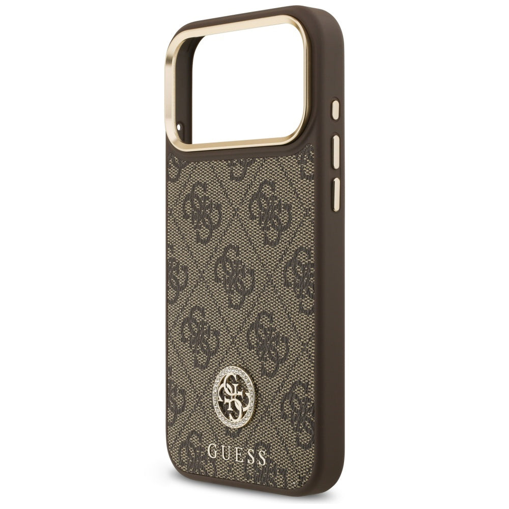Θήκη MagSafe για Apple iPhone 18 Pro Max / 17 Pro Max, Guess, 4G Strass Logo, Καφέ