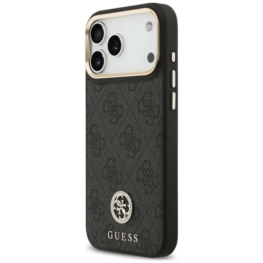 MagSafe Case for Apple iPhone 18 Pro Max / 17 Pro Max, Guess, 4G Strass Logo, Black