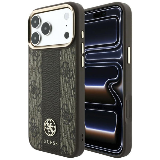 Θήκη MagSafe για Apple iPhone 18 Pro Max / 17 Pro Max, Guess, 4G Stripe Round Classic Logo, Καφέ