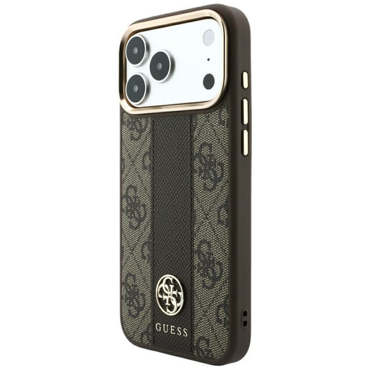 Θήκη MagSafe για Apple iPhone 18 Pro Max / 17 Pro Max, Guess, 4G Stripe Round Classic Logo, Καφέ