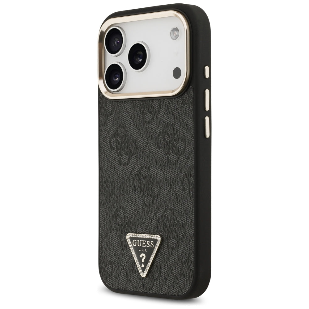 MagSafe Case for Apple iPhone 18 Pro Max / 17 Pro Max, Guess, 4G Triangle Logo, Black and Gold