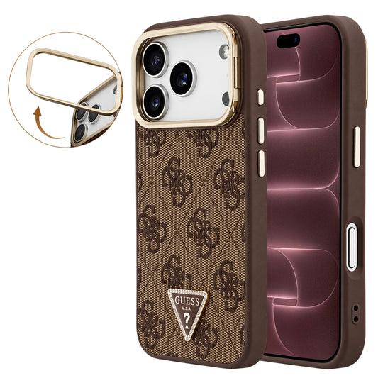 Θήκη MagSafe για Apple iPhone 18 Pro Max / 17 Pro Max, Guess, 4G Triangle Logo & Stand Camera, Καφέ