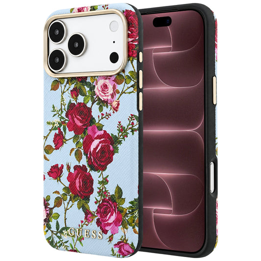 Θήκη MagSafe για Apple iPhone 18 Pro Max / 17 Pro Max, Guess, Blossom Roses Print, Μπλε