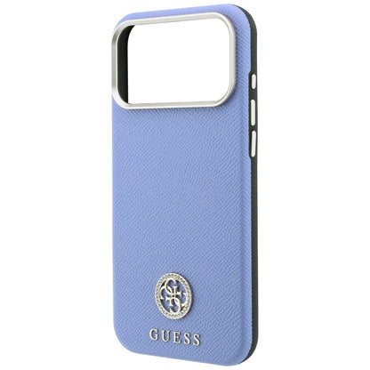 MagSafe Case for Apple iPhone 18 Pro Max / 17 Pro Max, Guess, Grained Round Strass Logo, Blue