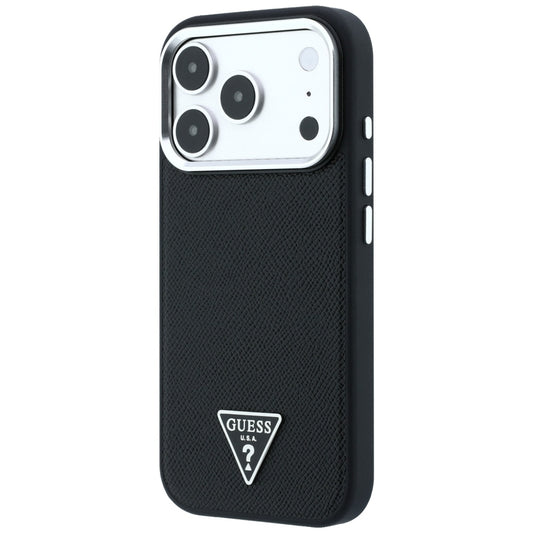 Θήκη MagSafe για Apple iPhone 18 Pro Max / 17 Pro Max, Guess, με ανάγλυφο τρίγωνο λογότυπο, Μαύρη