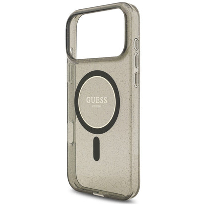 Θήκη MagSafe για Apple iPhone 18 Pro Max / 17 Pro Max, Guess, IML Glitter with Pearl Strap, Μαύρη