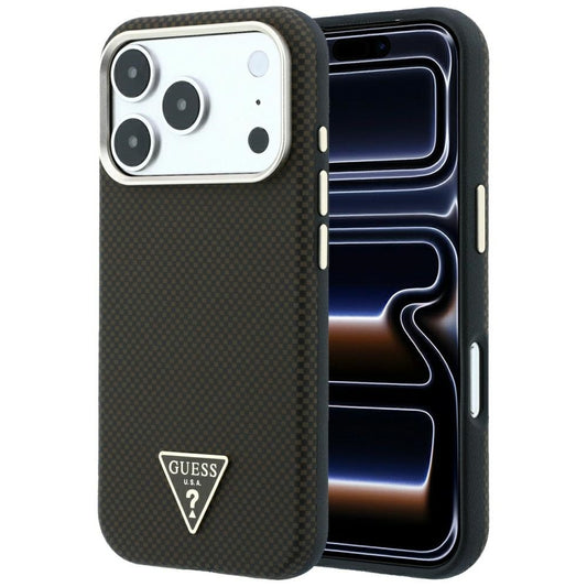 Θήκη MagSafe για Apple iPhone 18 Pro Max / 17 Pro Max, Guess, Λογότυπο Τριγώνου Kevlar, Καφέ
