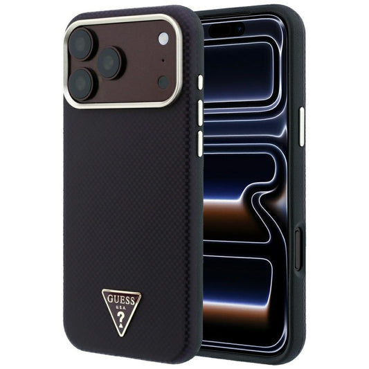 Θήκη MagSafe για Apple iPhone 18 Pro Max / 17 Pro Max, Guess, Λογότυπο Τρίγωνο Kevlar, Βυσσινί