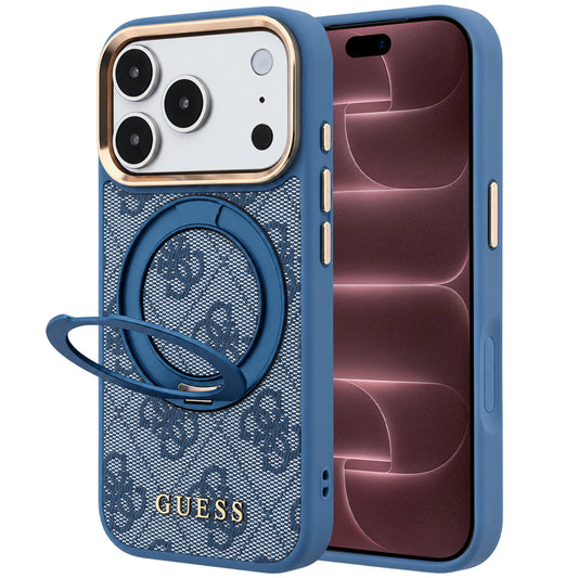 Θήκη MagSafe για Apple iPhone 18 Pro Max / 17 Pro Max, Guess, Ring Stand 360 4G Classic Logo, Μπλε