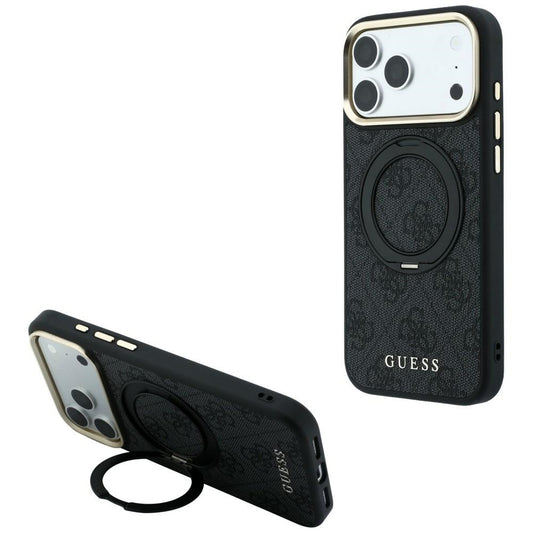 Θήκη MagSafe για Apple iPhone 18 Pro Max / 17 Pro Max, Guess, Ring Stand Classic Logo, Μαύρο