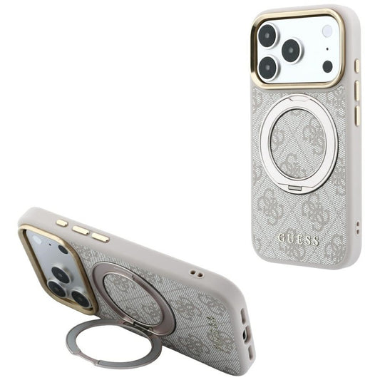 Θήκη MagSafe για Apple iPhone 18 Pro Max / 17 Pro Max, Guess, Ring Stand Classic Logo, Ροζ