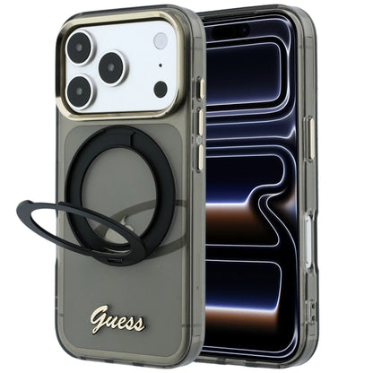 Θήκη MagSafe για Apple iPhone 18 Pro Max / 17 Pro Max, Guess, Ring Stand Script Metal Logo, Μαύρο