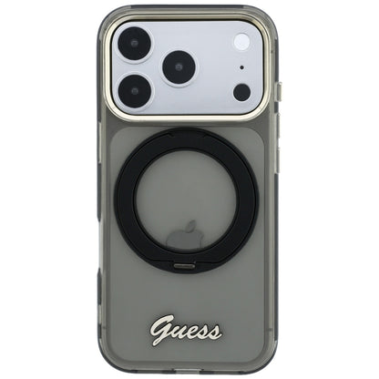 Θήκη MagSafe για Apple iPhone 18 Pro Max / 17 Pro Max, Guess, Ring Stand Script Metal Logo, Μαύρο