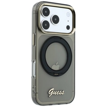 Θήκη MagSafe για Apple iPhone 18 Pro Max / 17 Pro Max, Guess, Ring Stand Script Metal Logo, Μαύρο