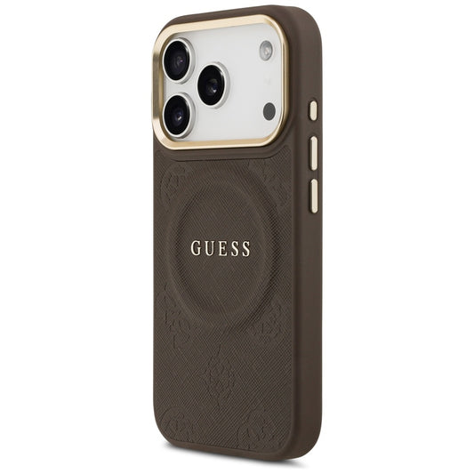 Θήκη MagSafe για Apple iPhone 18 Pro Max / 17 Pro Max, Guess, Saffiano Peony Ring, Καφέ