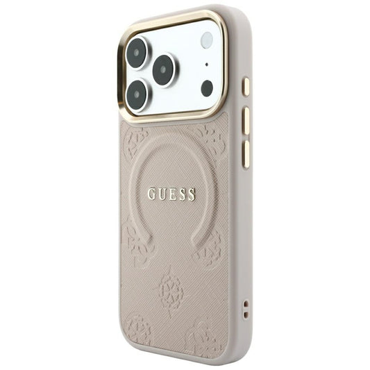 Θήκη MagSafe για Apple iPhone 18 Pro Max / 17 Pro Max, Guess, Saffiano Peony Ring, Ροζ