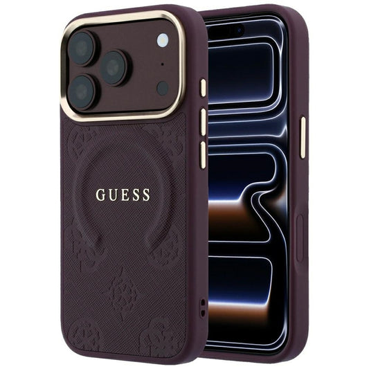 Θήκη MagSafe για Apple iPhone 18 Pro Max / 17 Pro Max, Guess, Saffiano Peony Ring, Βυσσινί