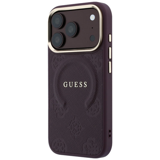 Θήκη MagSafe για Apple iPhone 18 Pro Max / 17 Pro Max, Guess, Saffiano Peony Ring, Βυσσινί