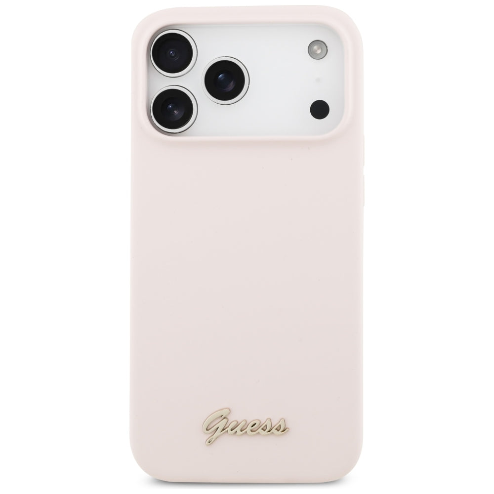 Θήκη MagSafe για Apple iPhone 18 Pro Max / 17 Pro Max, Guess, Script Metal Logo, Ροζ