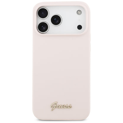 Θήκη MagSafe για Apple iPhone 18 Pro Max / 17 Pro Max, Guess, Script Metal Logo, Ροζ
