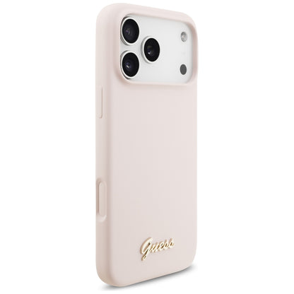 Θήκη MagSafe για Apple iPhone 18 Pro Max / 17 Pro Max, Guess, Script Metal Logo, Ροζ